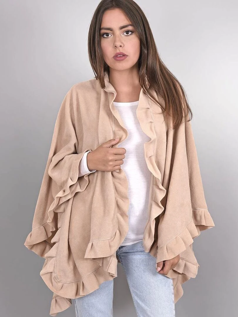 Poncho Polaire Frou Frou Beige