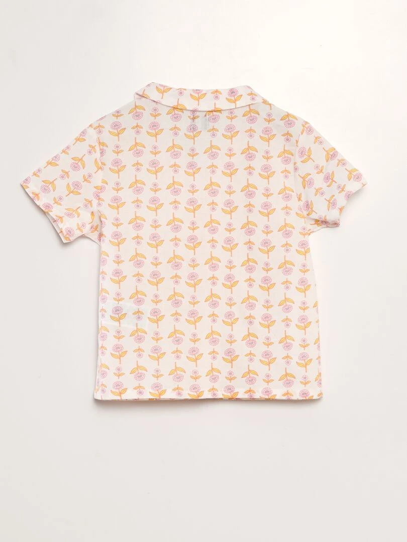Ensemble de pyjama imprimé   2 pièces   Blanc/orange