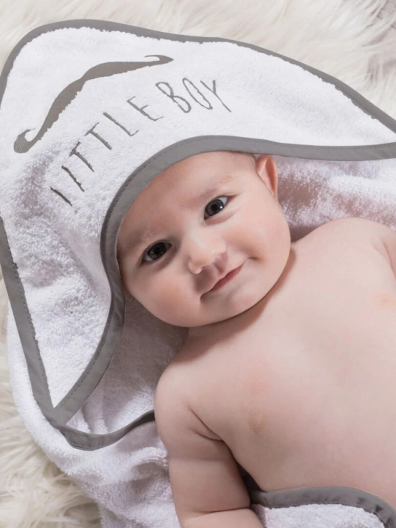 Cape de bain + gant Little Boy (75 x 75 cm) Gris