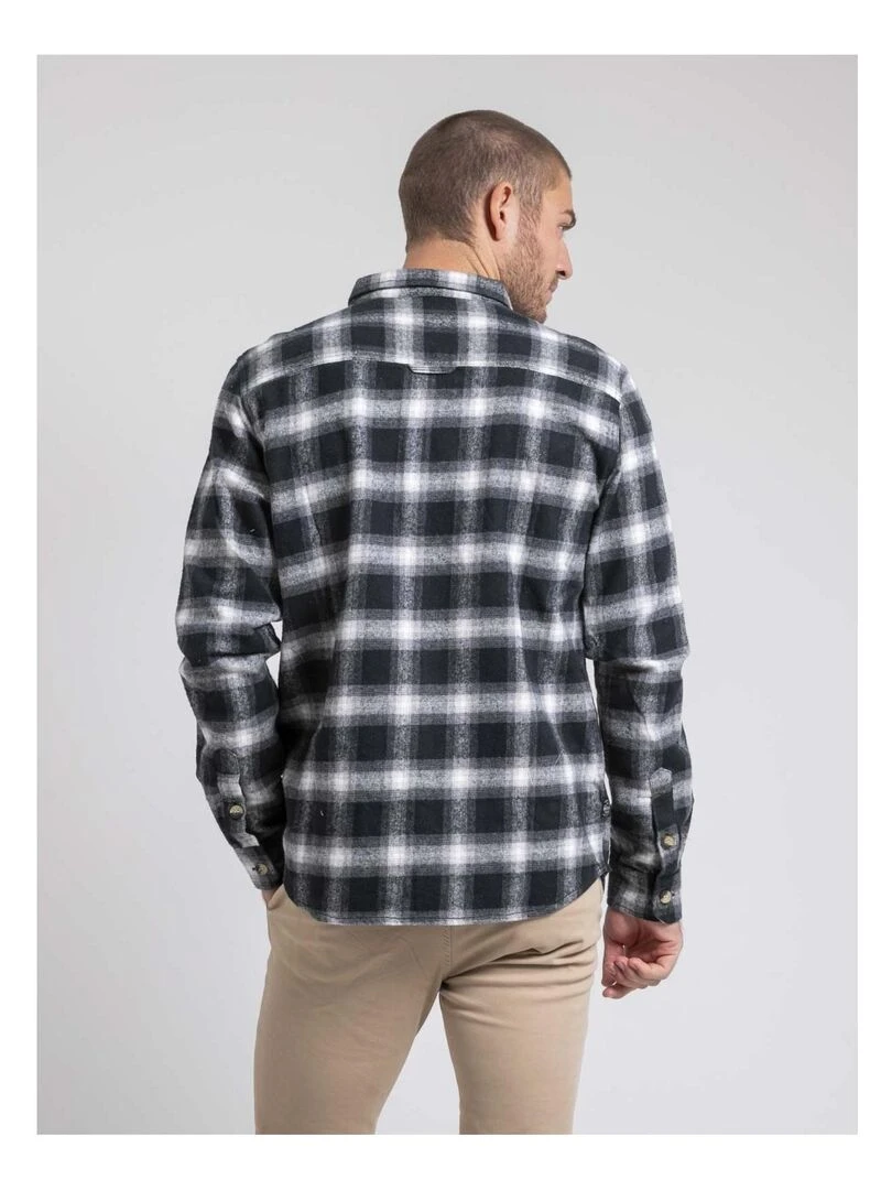 Chemise manches longues carreaux pur coton TARIPARC Noir