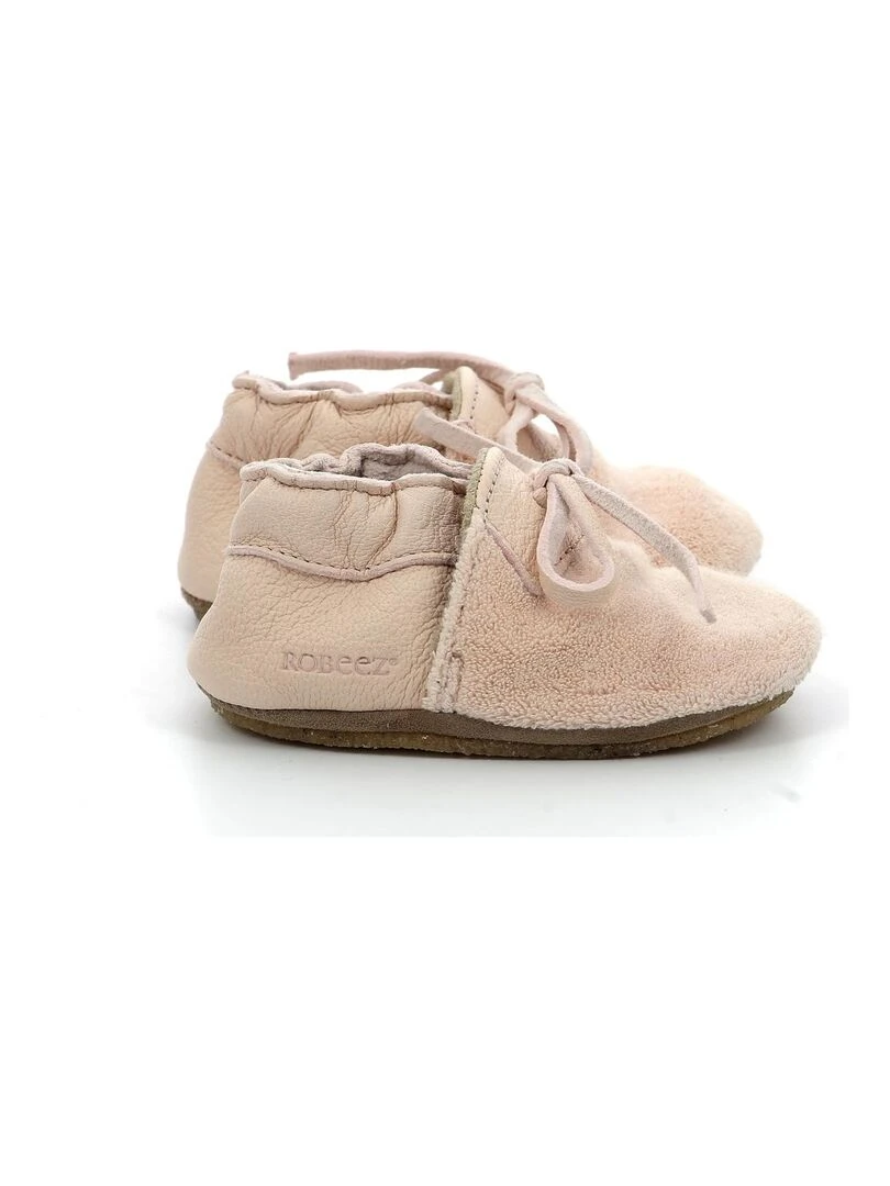 Chaussons Cuir Fleece Crp Rose