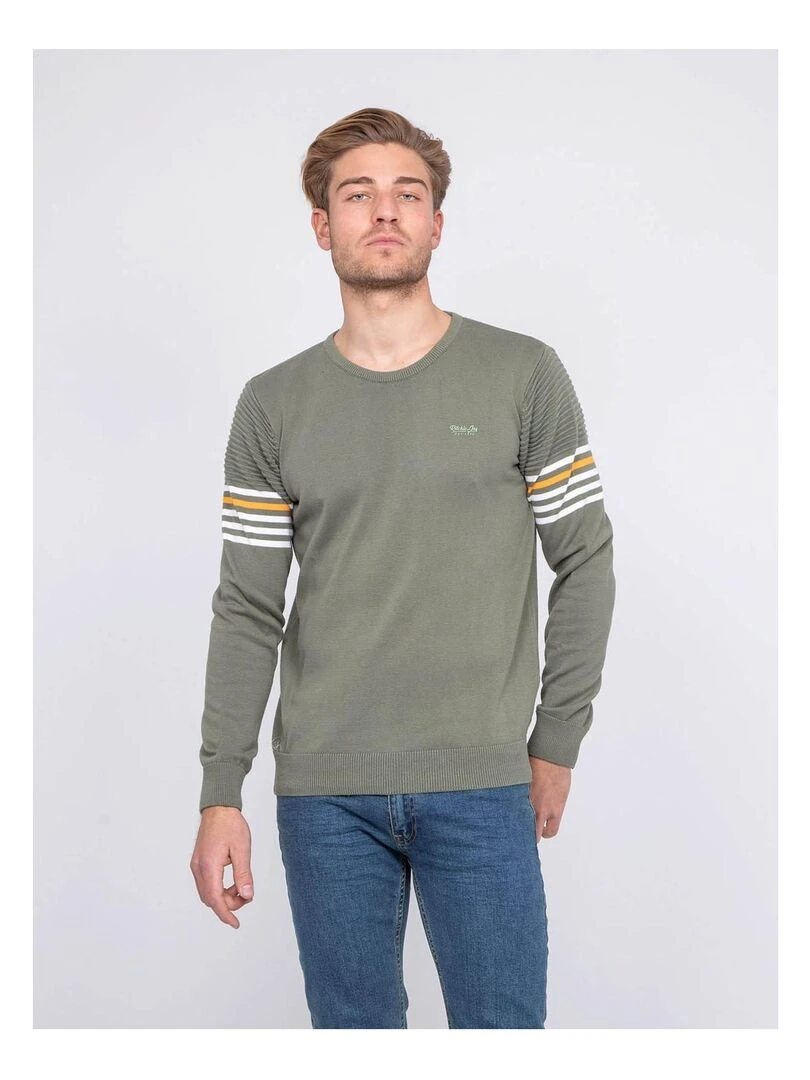 Pull fin col rond coton ALTO Kaki