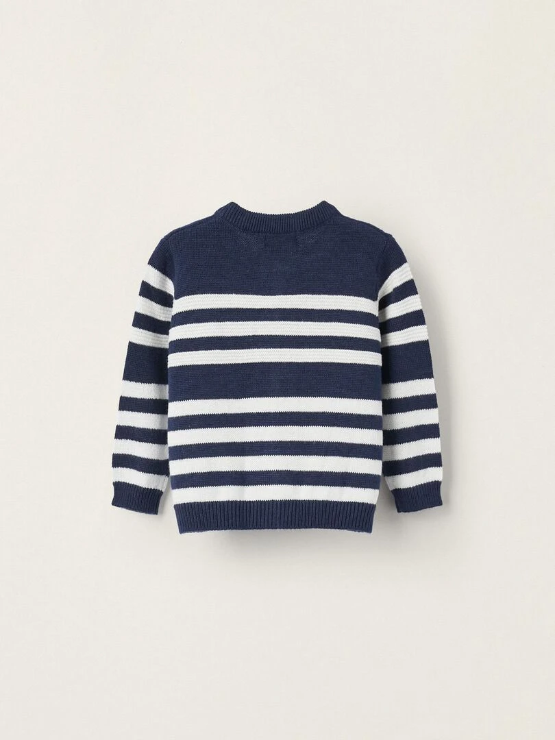 Manteau en Maille à Rayures pour Garçon ATLANTIC COMPANY Bleu foncé