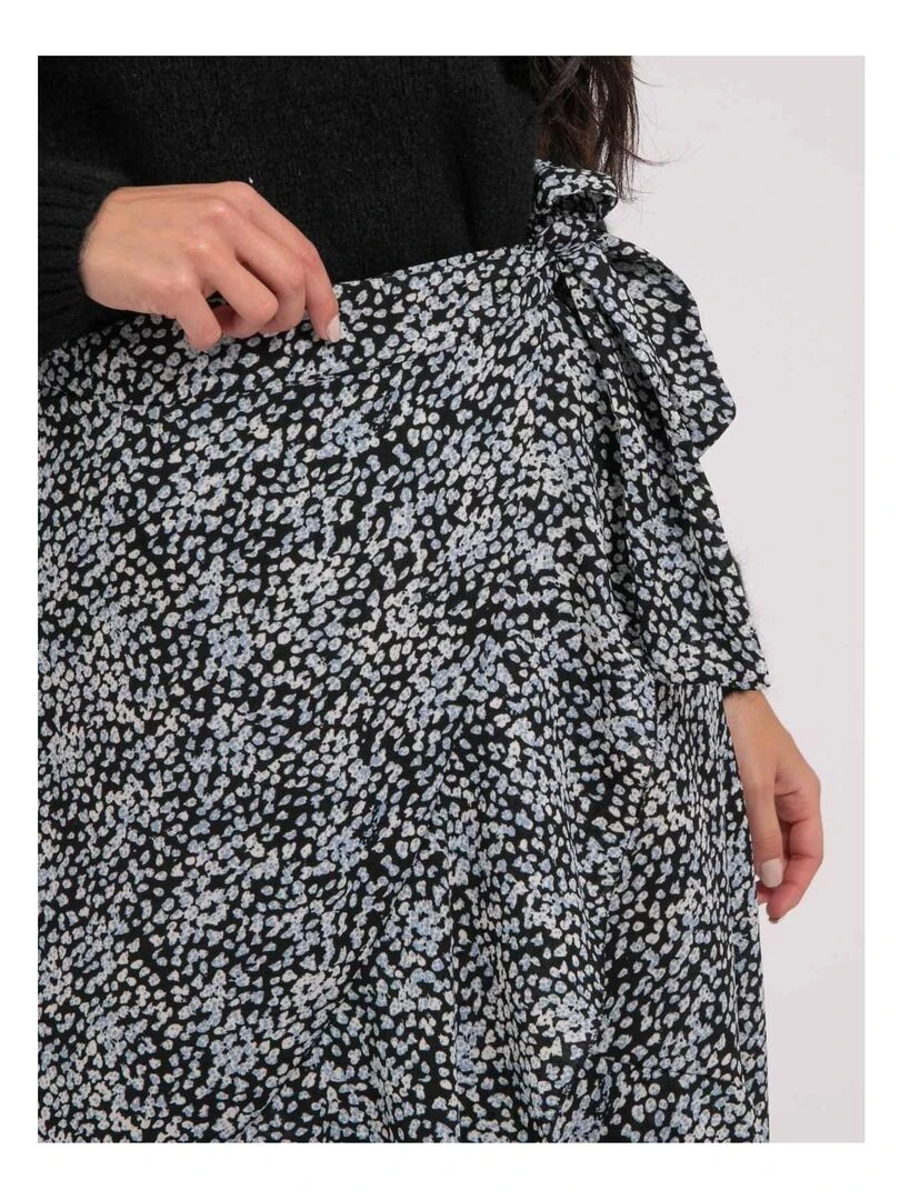 Jupe midi motifs XISSA   Bleu