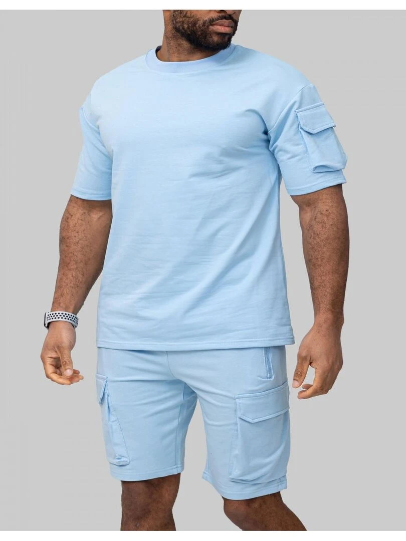 Ensemble Short T shirt Kebello Bleu ciel