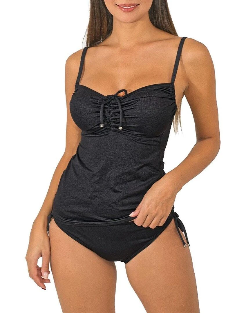 Haut de maillot tankini décolleté réglable Eva Noir
