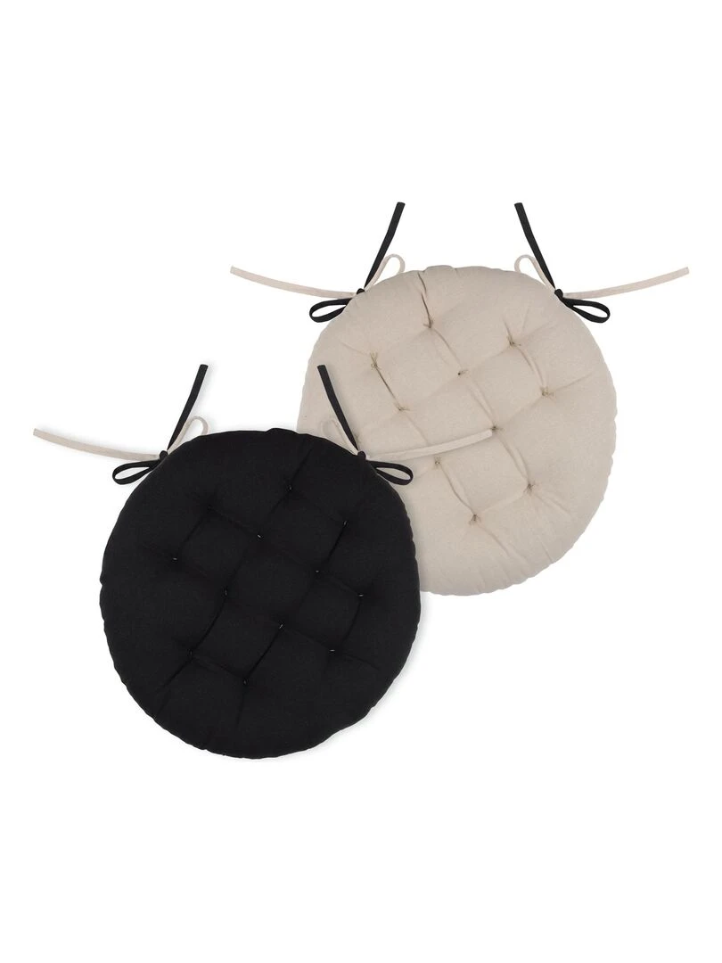 Galette de chaise ronde et bicolore Noir
