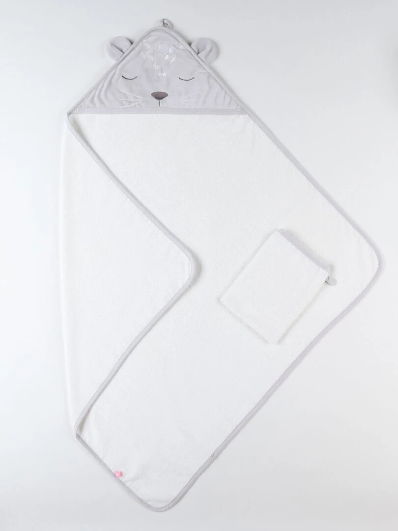 Set de bain Kendi en éponge et Veloudoux  écru/gris clair   Blanc
