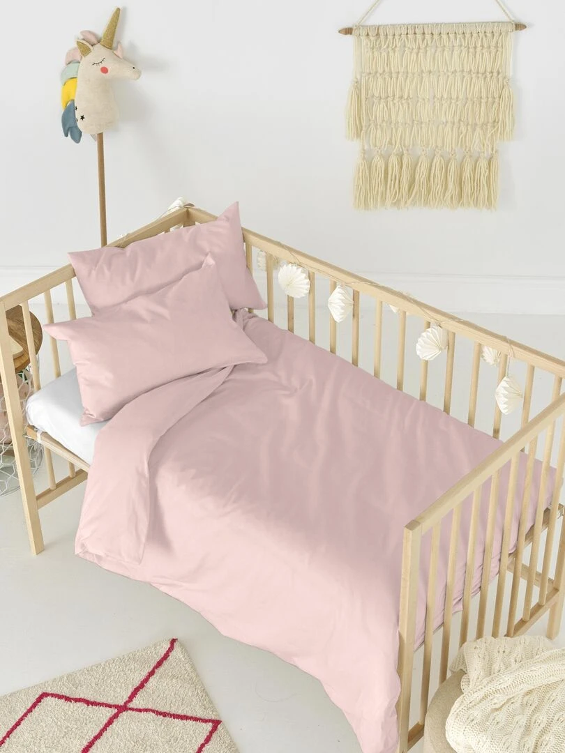 Parure housse de couette 2 pièces Basic "Happyfriday" Rose pâle