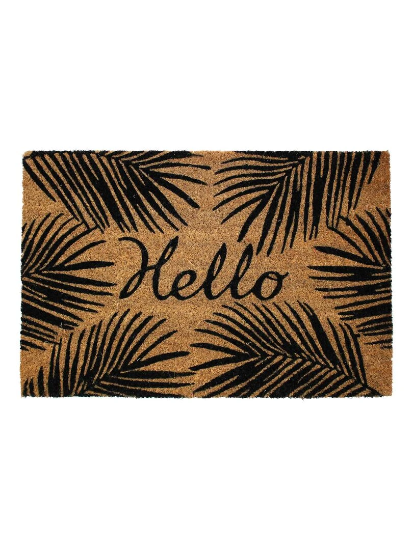 Paillasson coco imprimé Hello Marron
