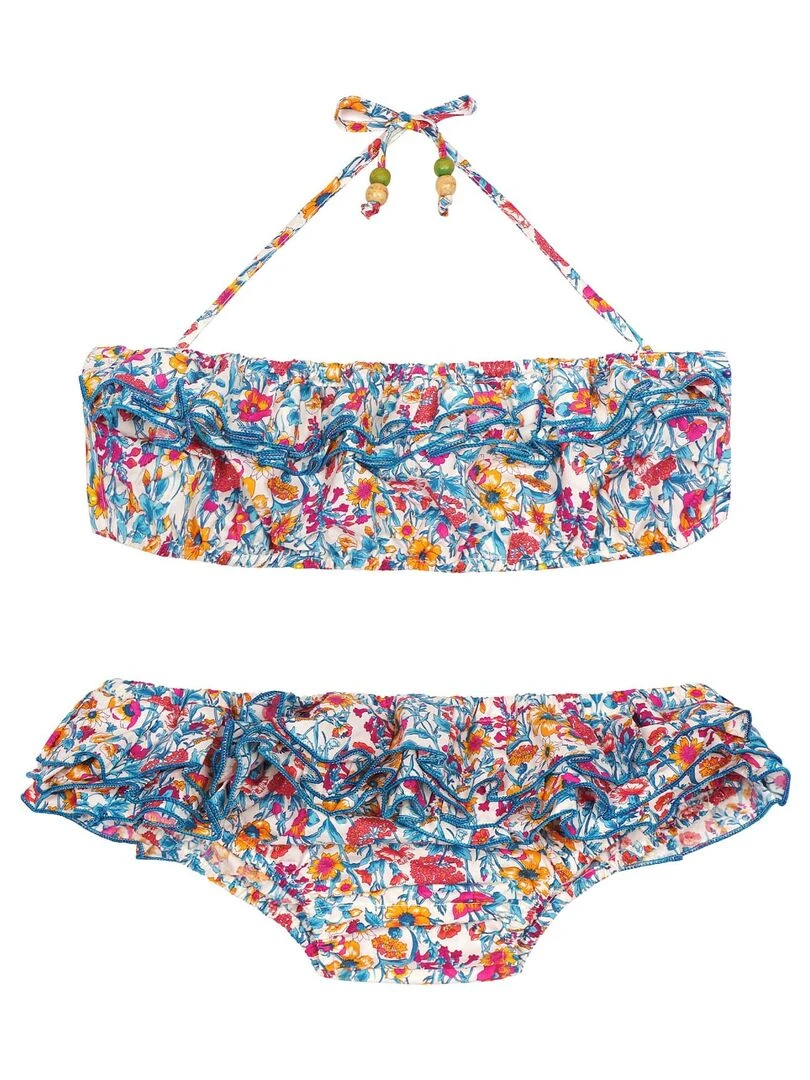 Maillot de Bain 2 Pièces Fille Fleuri Liberty SWAN 'LA FAUTE A VOLTAIRE' Bleu