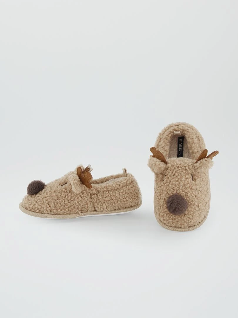 Chaussons de 'Noël' animés   Beige
