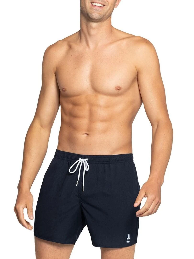 Short de bain uni Cienguegos avec poches latérales Bleu
