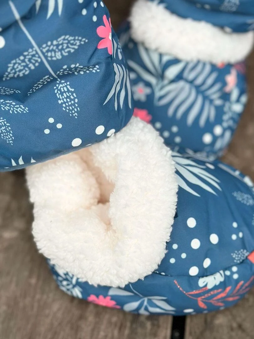 Combi pilote avec moufles et pieds amovibles Lina   Bleu