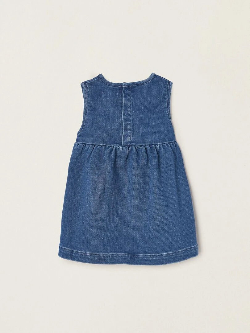 Robe en Denim de Coton Nouveau Née manches courtes ISLAND CLUB Bleu