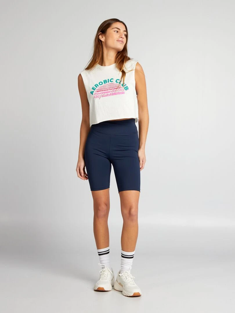 T shirt de sport cropped sans manches Gris