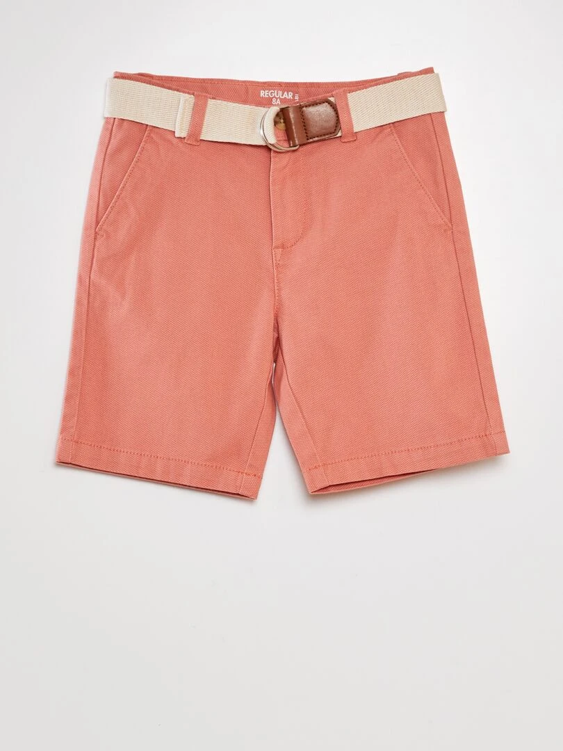 Short chino + ceinture saumon