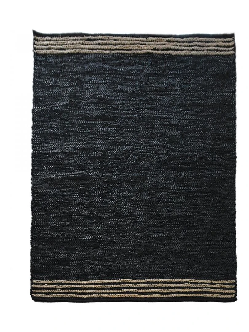 Tapis kilim tissé main en cuir CUIRLINE Care&Fair Noir