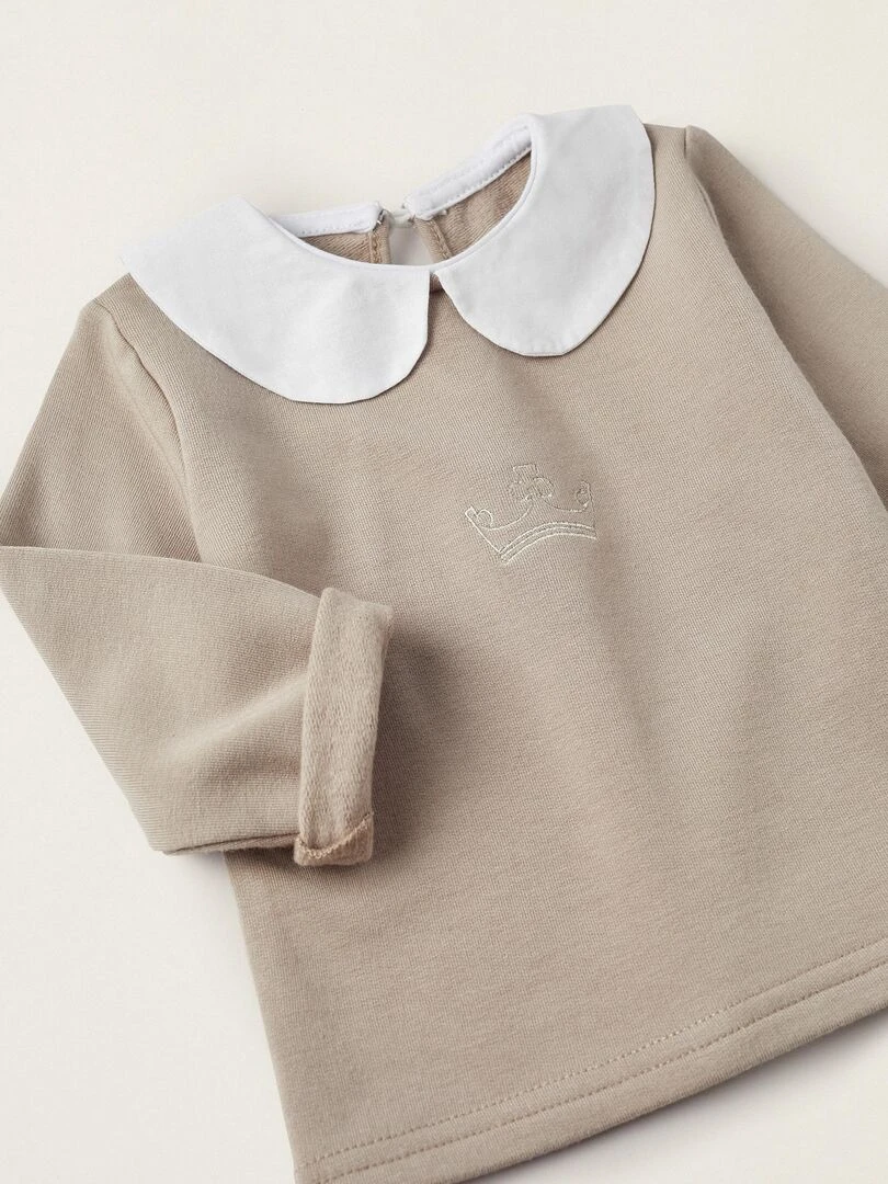 Ensemble de Pull et Pantalon avec Pieds pour Nouveau Né WELCOME HOME Beige clair