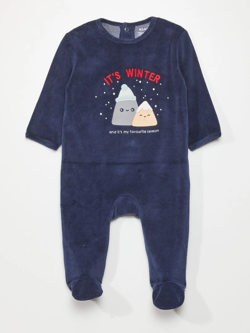 Pyjama dors bien en velours Bleu marine