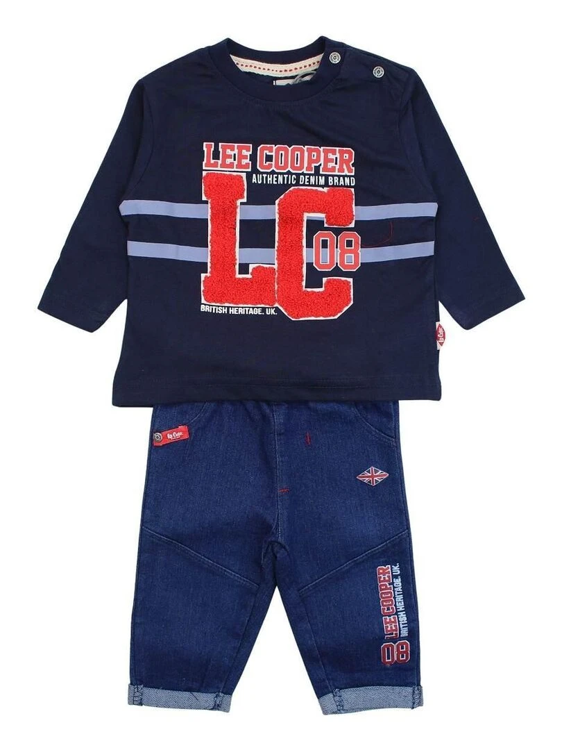 Lee Cooper Ensemble T shirt jeans bébé garçon Imprimé Logo Bleu marine