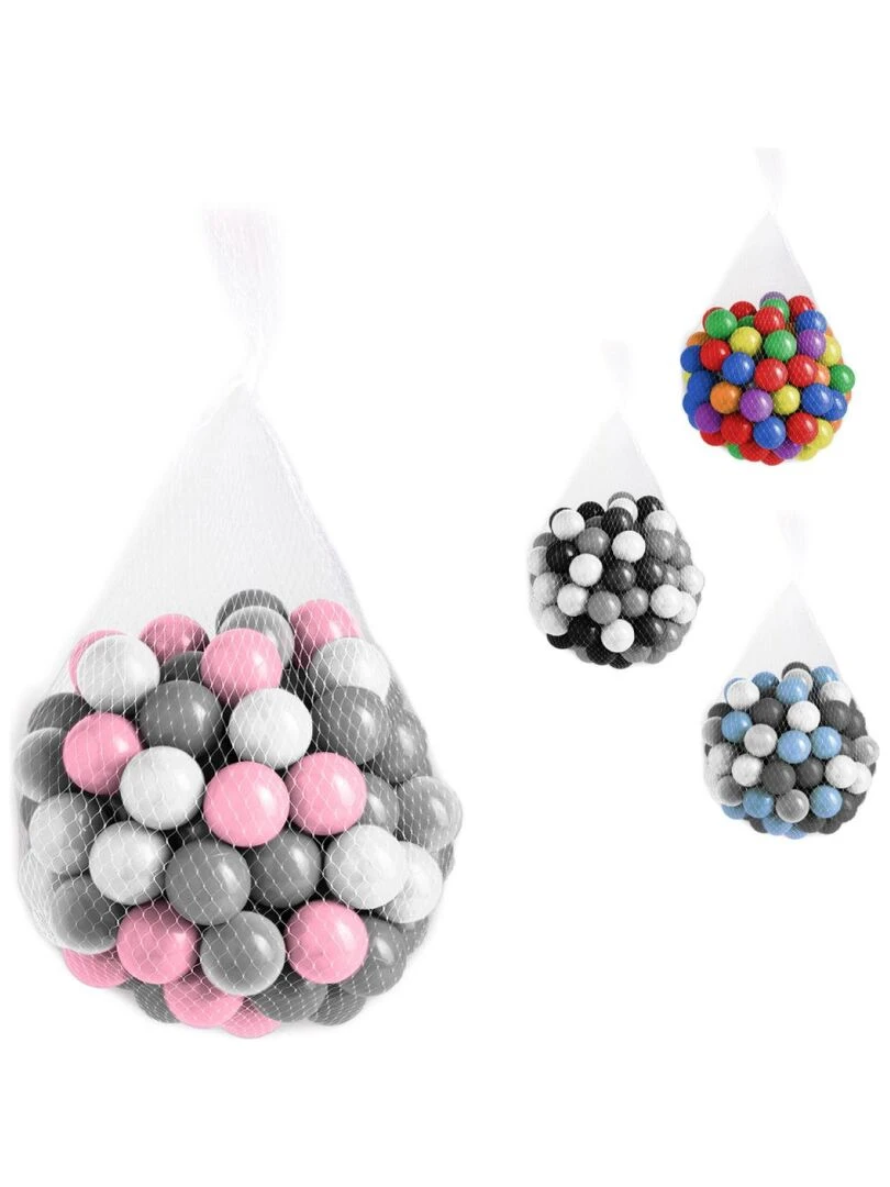 Sac de 100 balles Bleu gris blanc et transparent Rose