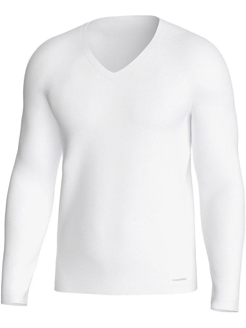 Tricot de peau col V manches longues régulateur   Blanc