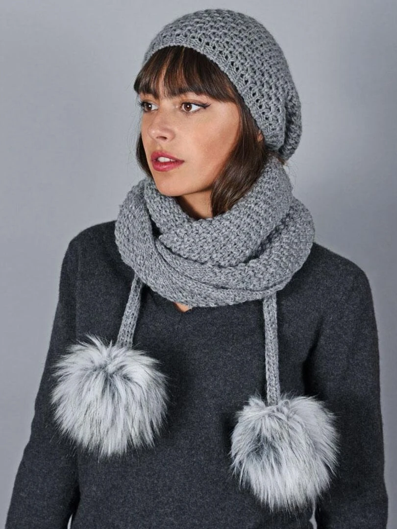 Ensemble Echarpe Bonnet Layra Made in UE Gris
