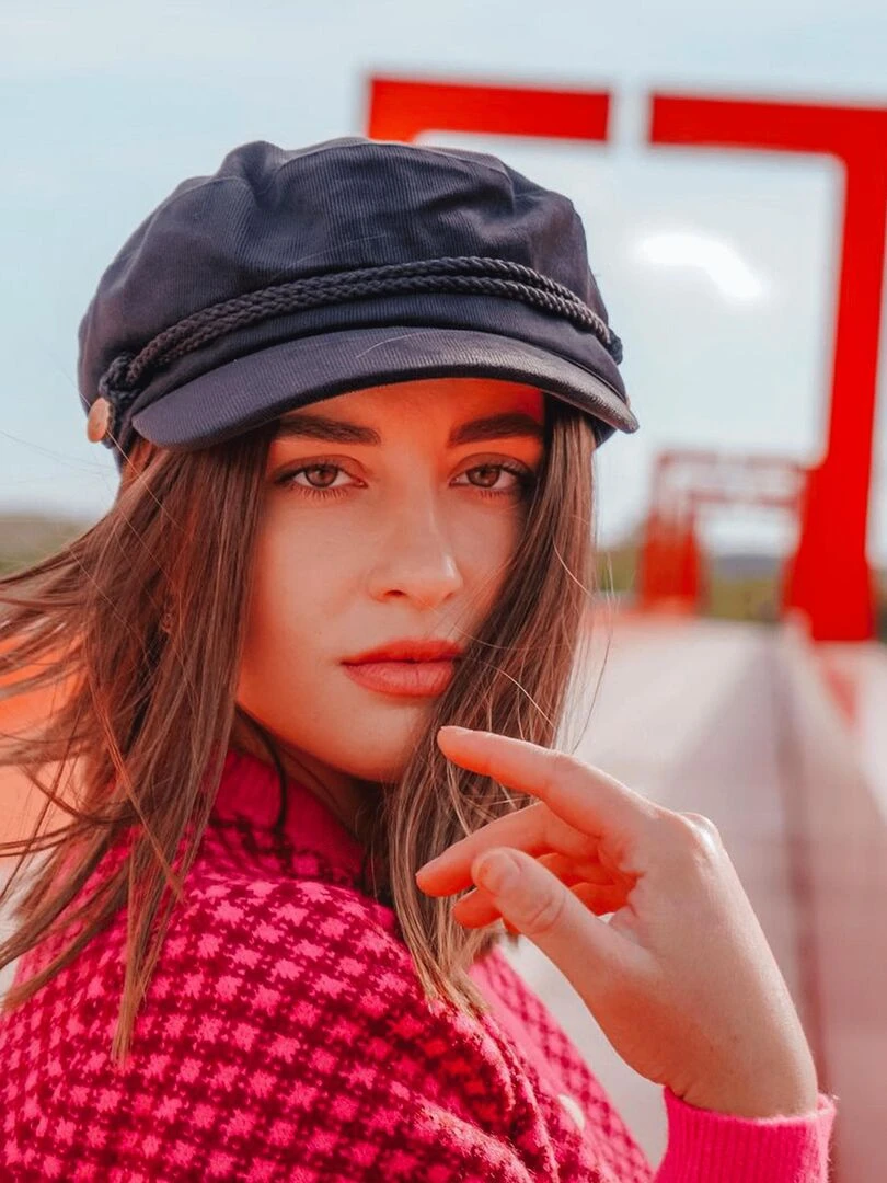 Casquette gavroche Femme velours Noir   Noir