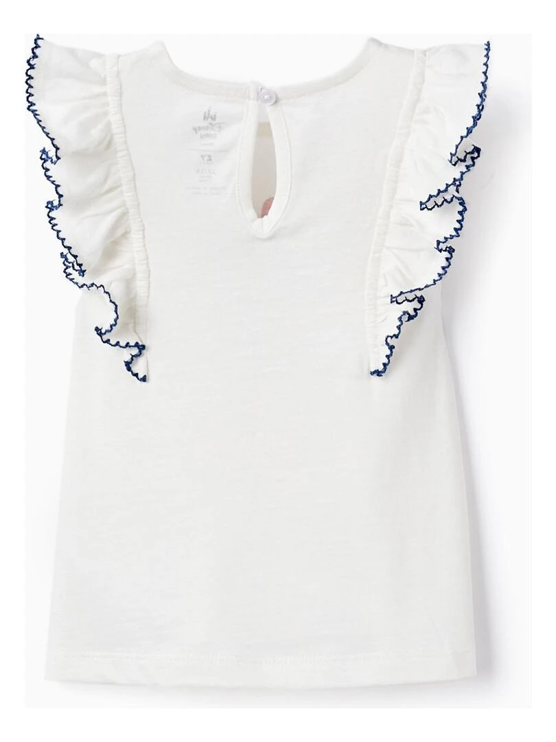 T shirt en jersey de coton pour bébé fille 'Minnie' manches courtes Blanc