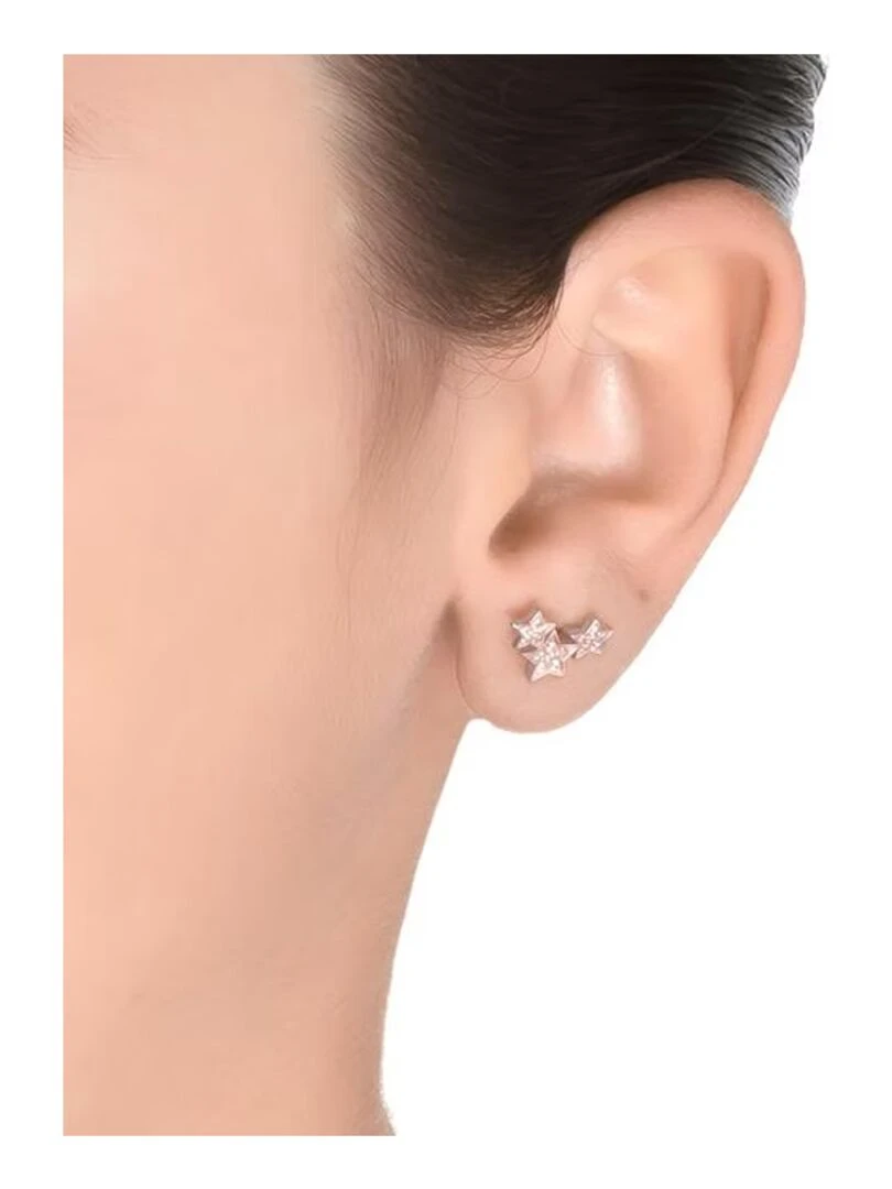 Boucles d'oreilles  family en argent 925 et zirconium finition or rose 18K brillant   Rose