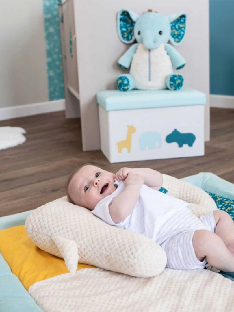 Coffre à jouets en tissu et pouf en tissu Zanimo Bleu