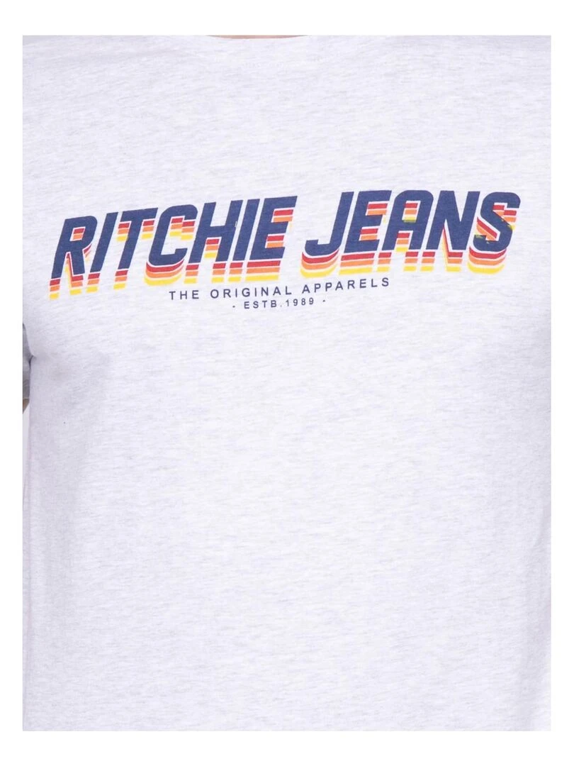 T shirt col rond pur coton NOHAN   Gris