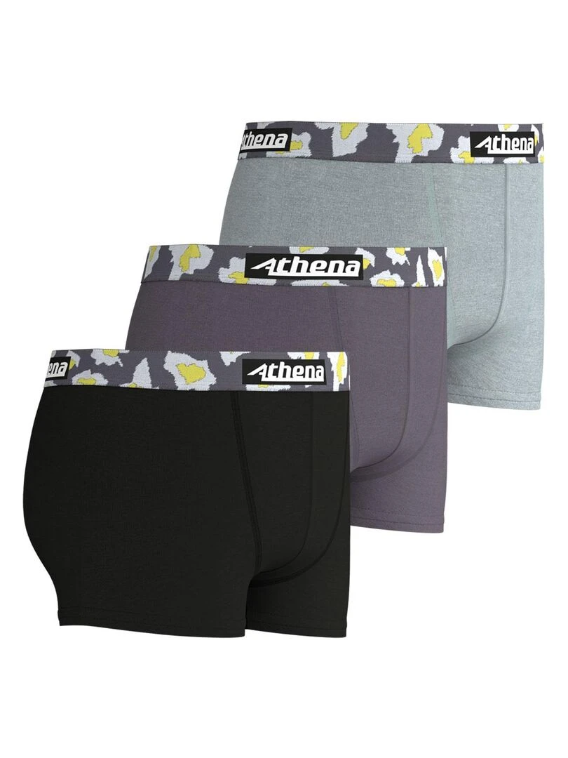 Lot de 3 boxers garçon Color Noir Gris anthracite