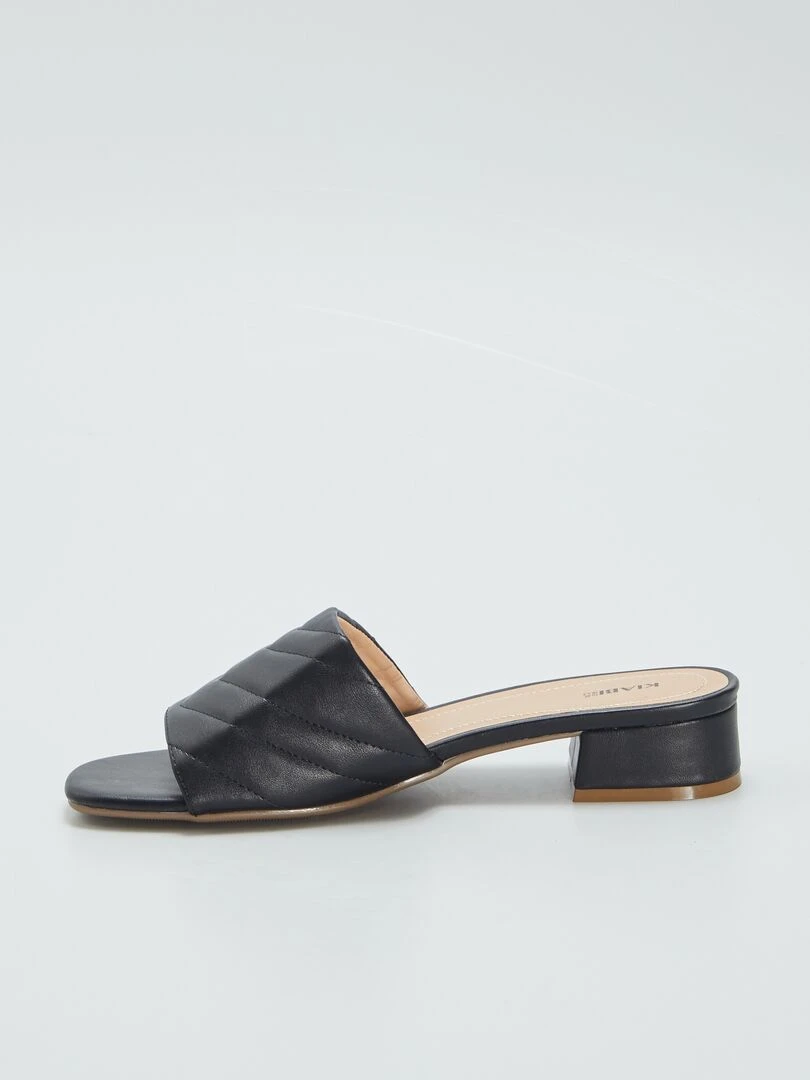 Mules à talons avec bride matelassée   Noir