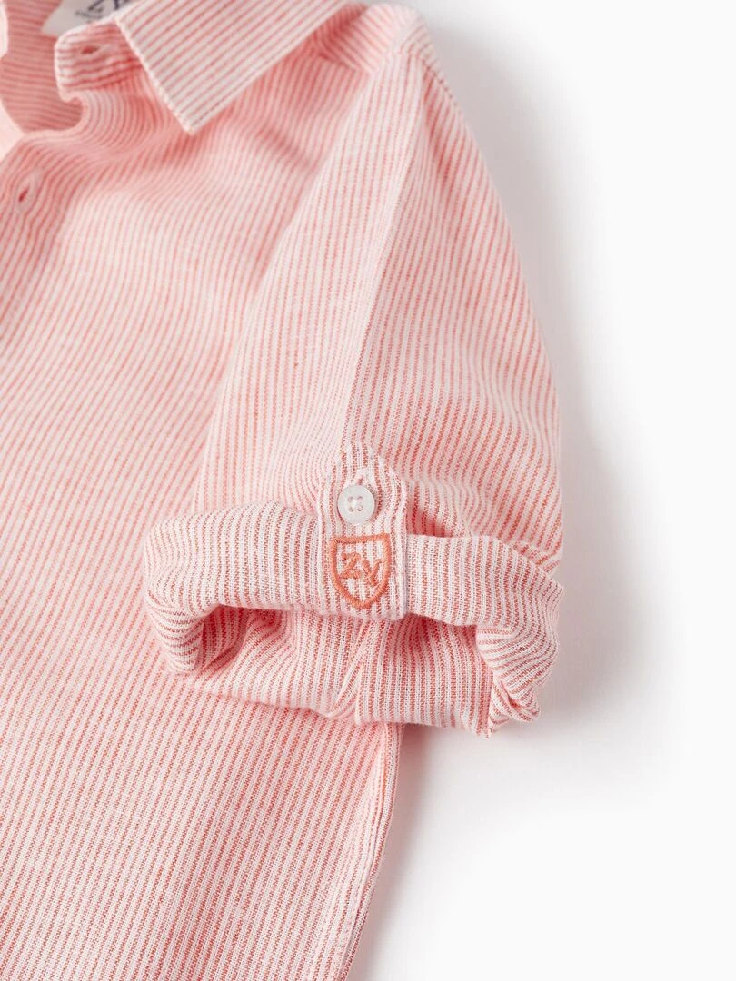 Chemise à Rayures pour Garçon manches longues CÉRÉMONIE   Rouge