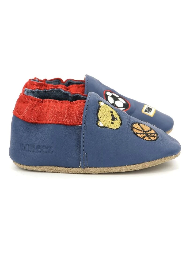 Chaussons Cuir Patch Sports Bleu
