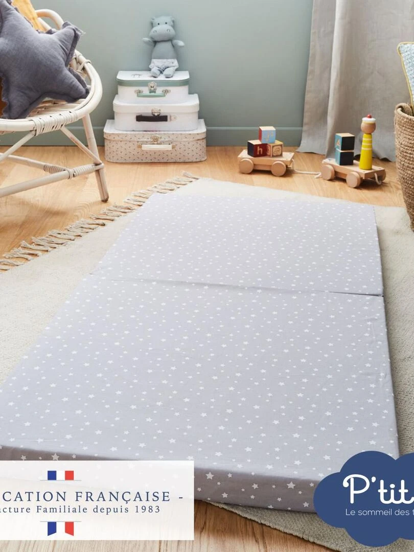 Matelas pliant bébé   60x120x5 cm   Matelas de voyage   Déhoussable   Réversible   Blanc