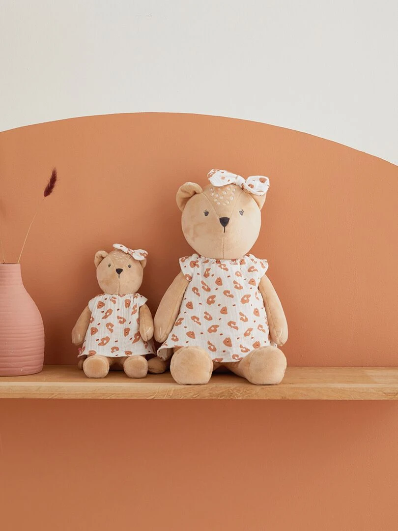 Peluche medium Kendi en Veloudoux  beige/terracotta   Beige