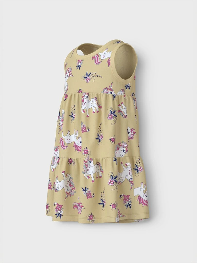 Robe imprimée à étages Jaune