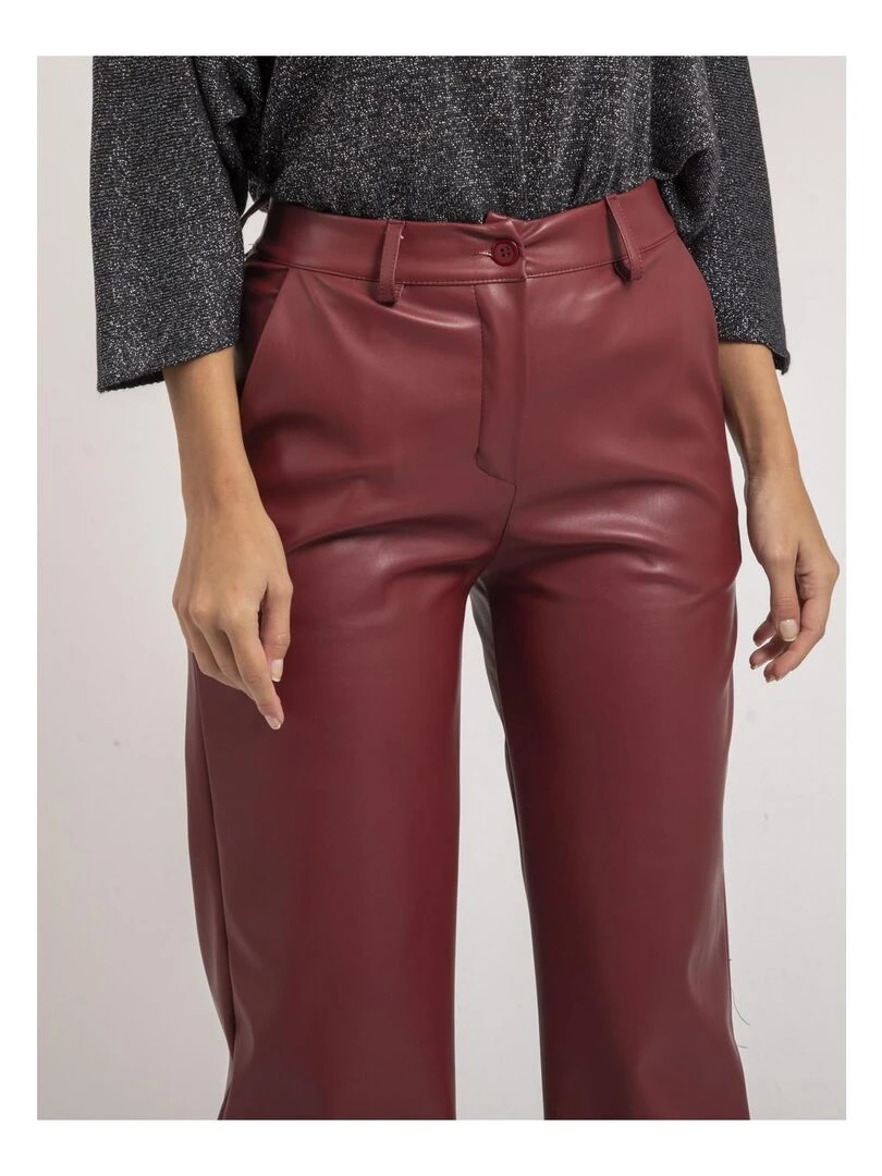 Pantalon droit simili cuir EVANIA   Bordeaux