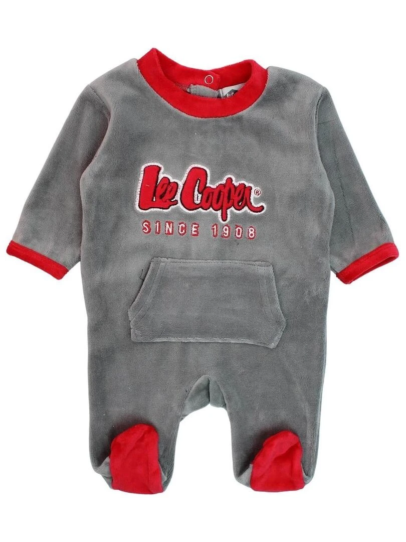 Lee Cooper Grenouillere bébé garçon imprimé logo en coton Gris