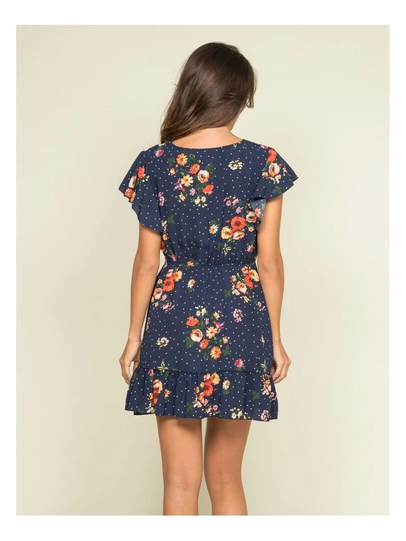 Robe courte motifs IPOIS Bleu marine