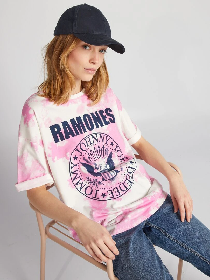 T shirt 'Ramones' tie and dye Rose