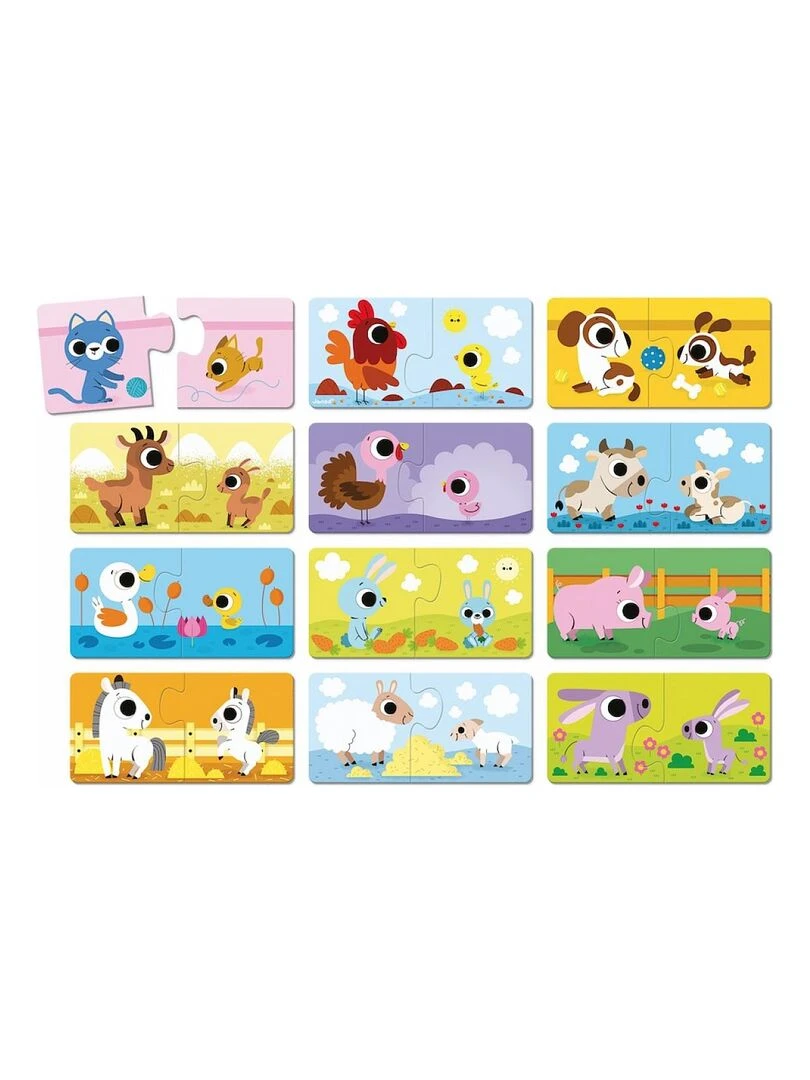 Puzzles 2 pieces parents et bebes animaux N/A