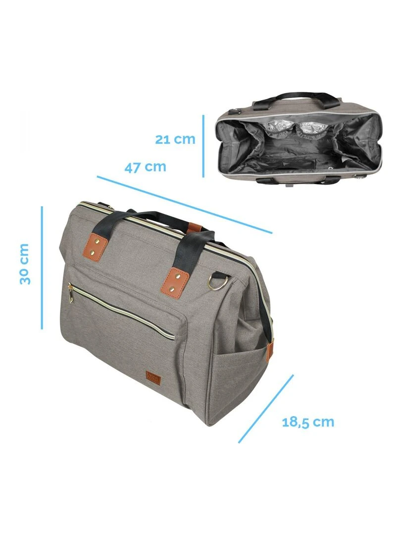 Lot de 5 sacs à langer multifonction pour bébé 12 poches avec trousse isotherme Monsieur Bébé Beige