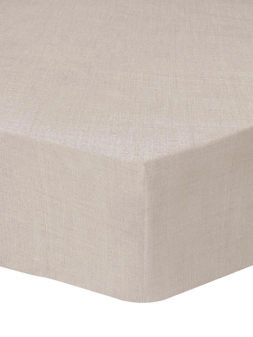 Drap housse uni en lin LIN LAVÉ Beige clair
