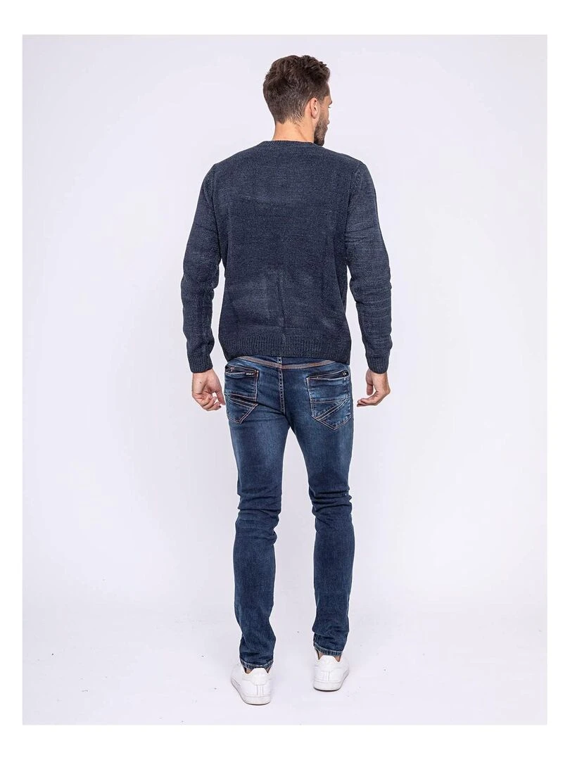 Pull col rond LOGILI Bleu marine