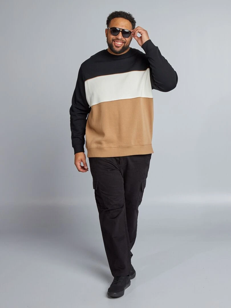 Sweat en molleton col rond Beige