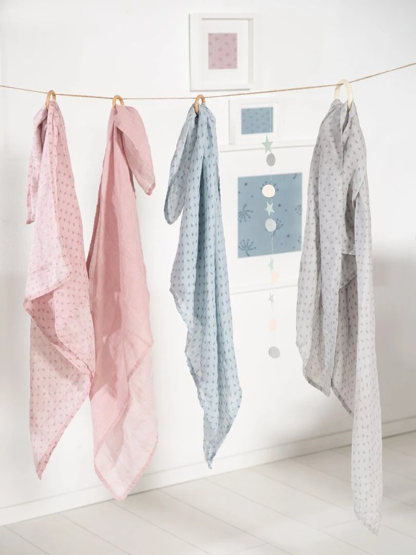 ROBA Lot 2 Serviettes d'Allaitement 'Lil Planet' 120 x120 Coton Bio OEKOTEX Gris